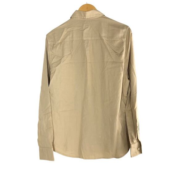 Madewell The Perfect Shirt Long Sleeve Slim Fit Softdrape Twill Light Sand NWT S - Picture 4 of 9